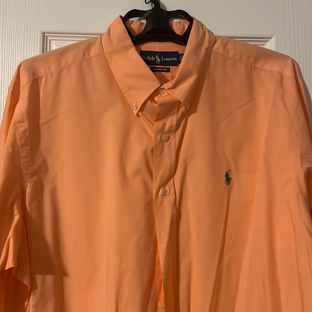 Ralph Lauren blue label XL classic fit button down orange with green pony